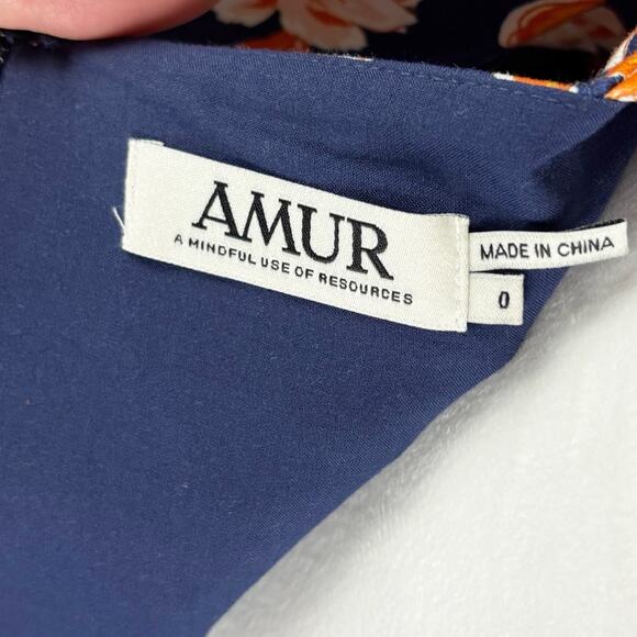 Amur Medina Floral Mini Dress 0 Blue Orange NEW - Picture 8 of 11